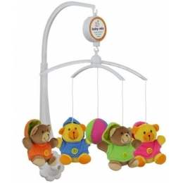 MUZIKINĖ KARUSĖLĖ BABY MIX MEŠKIUKAI SU GAUBTUVAIS 